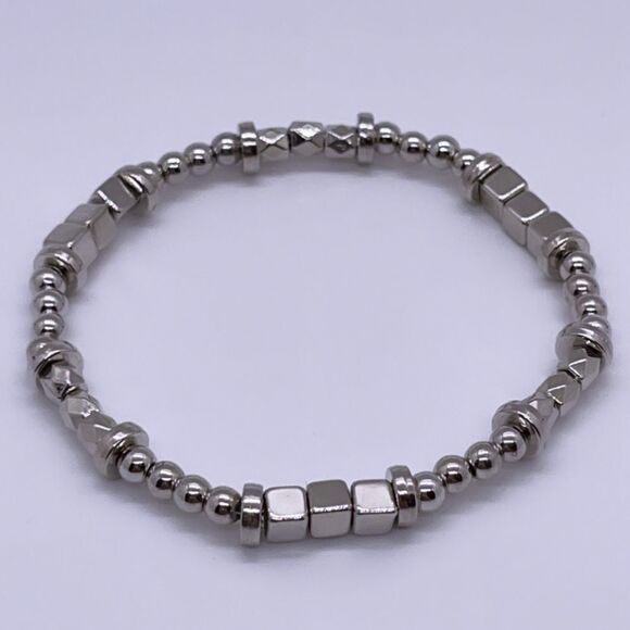 NWT Wool + Pepper Co. Silver Beaded Bracelet - Picture 1 of 4